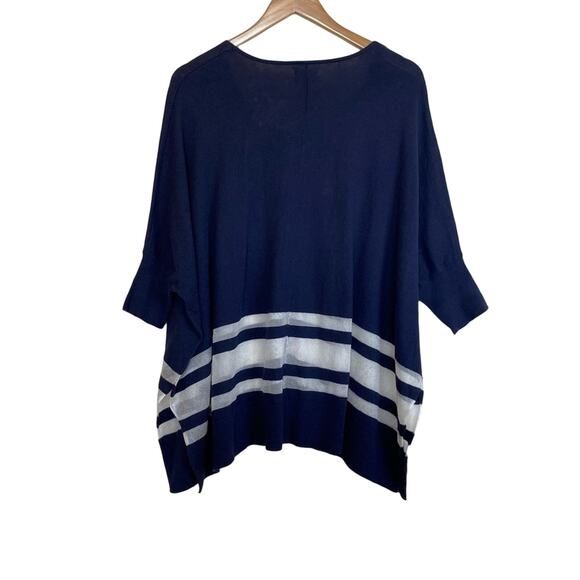 Charming Charlie blue white nautical stripe dolman short sleeve sweater large - Picture 5 of 11
